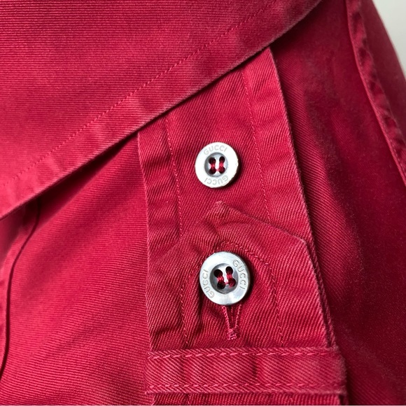 Gucci Military Web Trim Epaulette Button Down Shirt - Picture 12 of 16